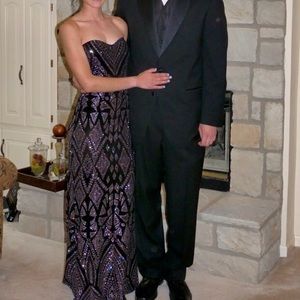 Long black glittery Prom dress